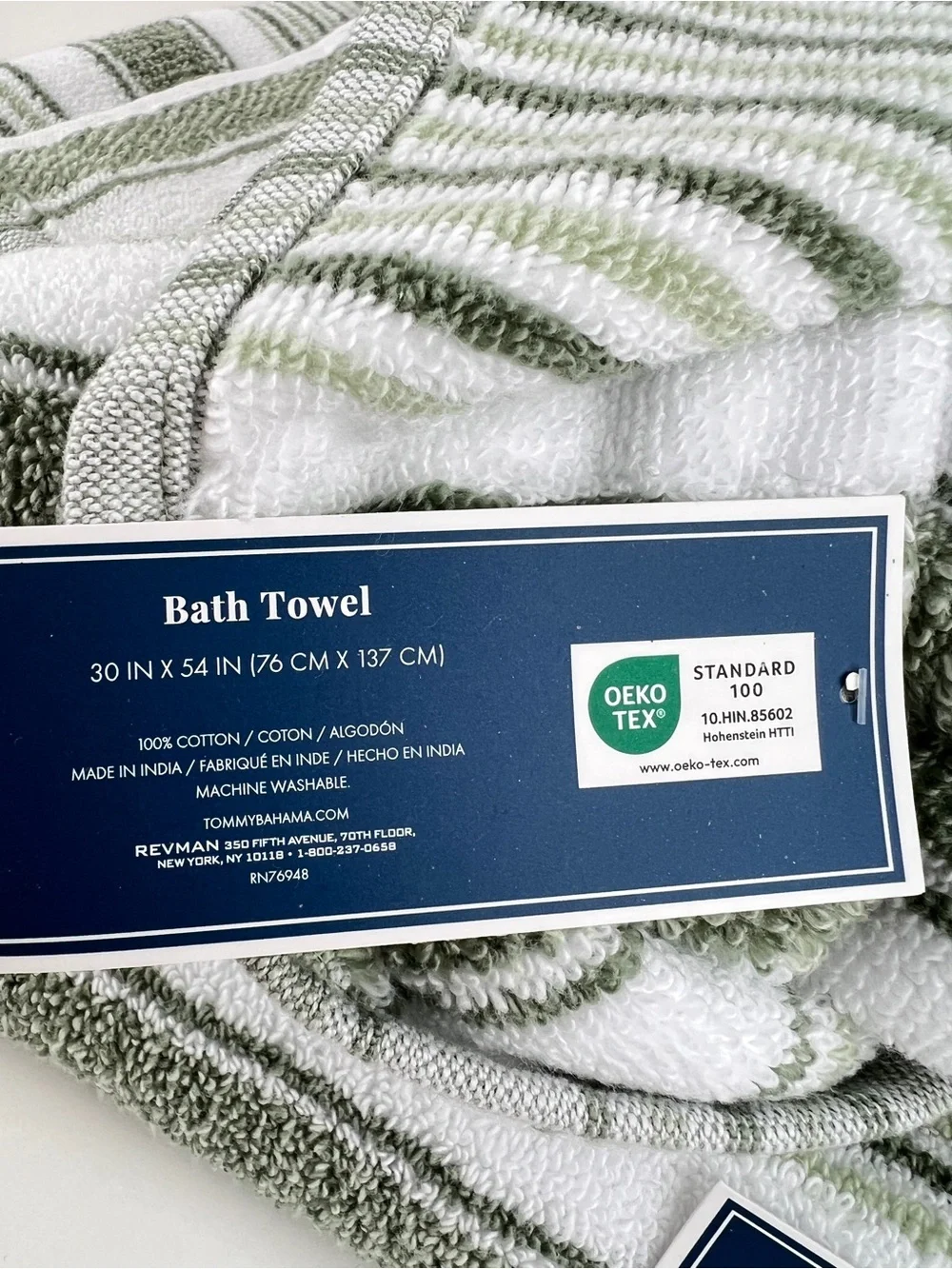 Tommy Bahama Bath Towels Riviera Sage Green White Striped Soft Cotton 8 Pc NEW